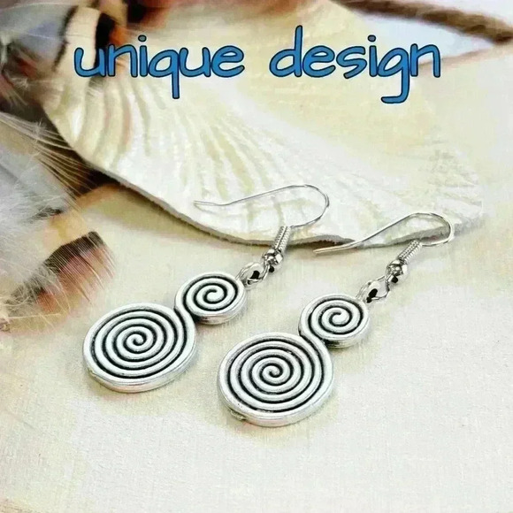 Spiral earrings dangle bohemian boho geometric earrings for women - Picture 6 of 11